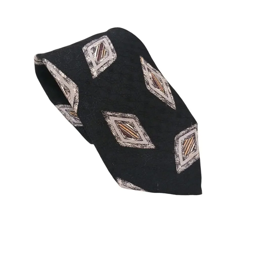 ROBERT TALBOTT Studio Men's TIE NAVY BLUE Silver GEO 3.25 X 57.5 Highlander Luxe